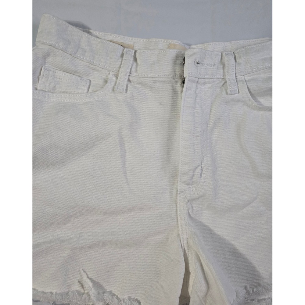 Universal Thread White Denim Boyfriend Shorts Size 4 High Rise Frayed Raw Hem - Picture 5 of 14